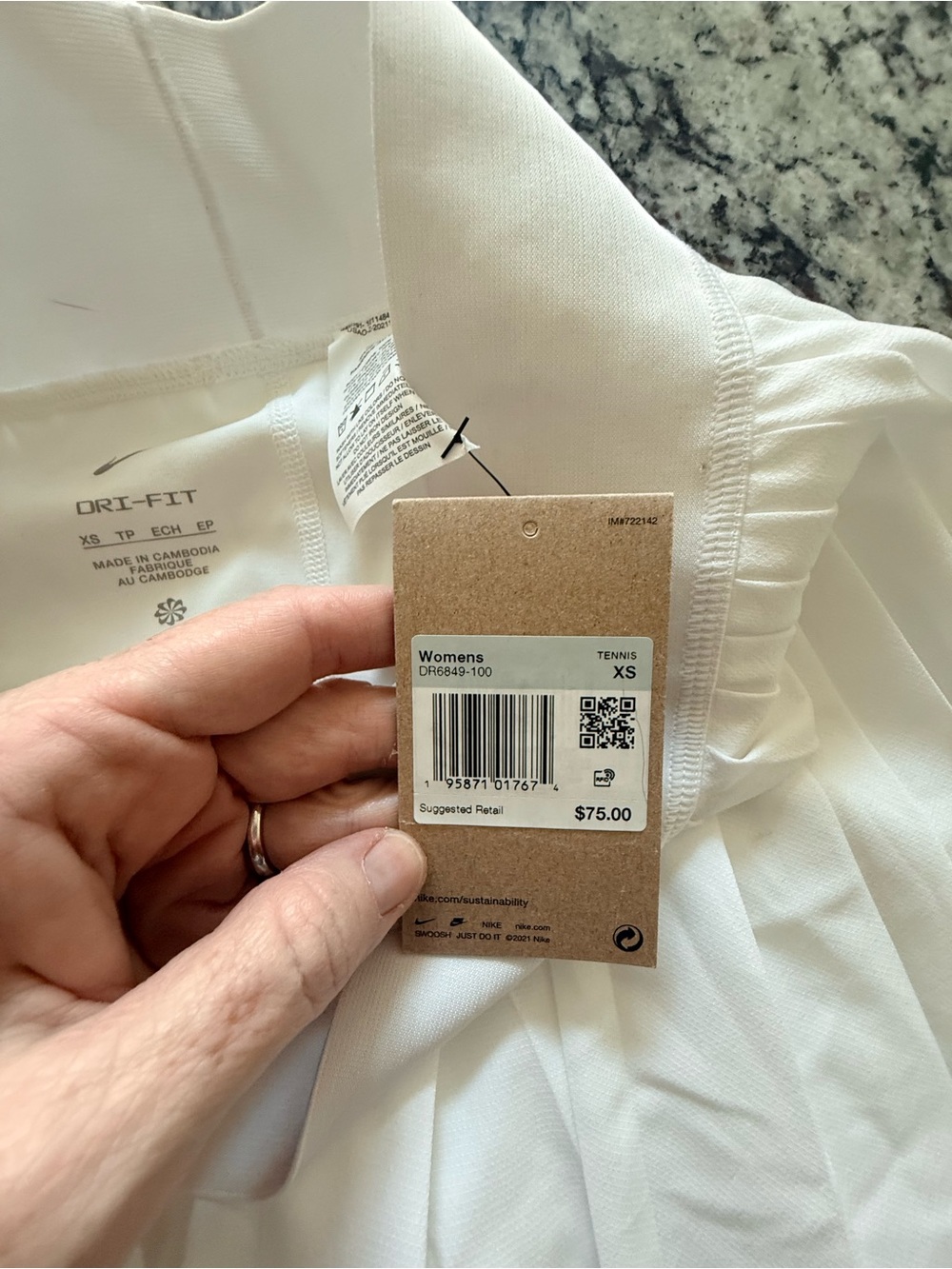 Nike White Pleated Skater Tennis Skirt with Swoosh - Picture 7 of 9